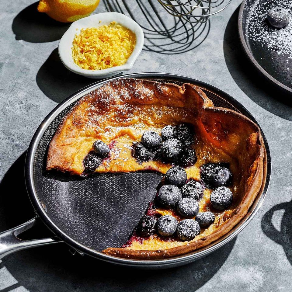 HexClad Hybrid Nonstick 8-Inch Frying Pan with Tempered Glass Lid, Stay-Cool Handle, Dishwasher-Friendly, Oven-Safe Up to 900°F, Induction Ready, Compatible with All Cooktops