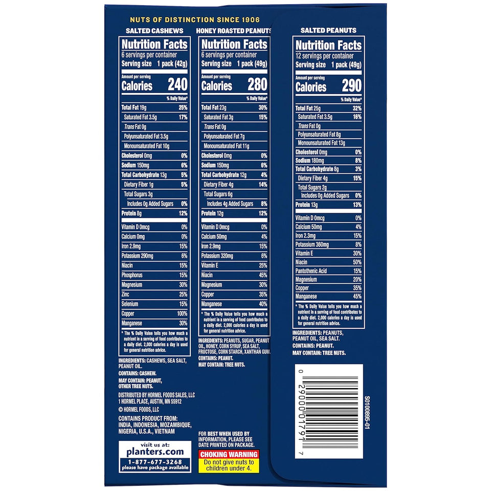 planters variety pack, 36-count, mixed nuts, kosher, individually wrapped, on-the-go snacks