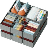 Drawer Organizer Clothes Set of 12 White-Grey - Dresser Organizer For Nursery, Bedroom, Closet - Perfect Baby Clothes Organizer and Storage & General Nursery Organization or Dresser Drawer Organizers