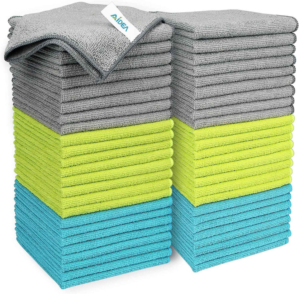 50-Piece AIDEA Microfiber Cleaning Cloths for Cars, Kitchen, Windows, and More