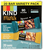 KIND Minis Snack Bars, Dark Chocolate, Caramel, Nuts & Sea Salt, Gluten Free, 20 Count, 0.7 OZ, Variety Pack