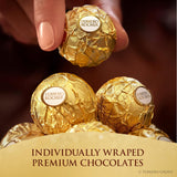 Ferrero Rocher gourmet hazelnut milk chocolate gift box with 16 individually wrapped chocolates, 7 oz, perfect for gifting and sharing