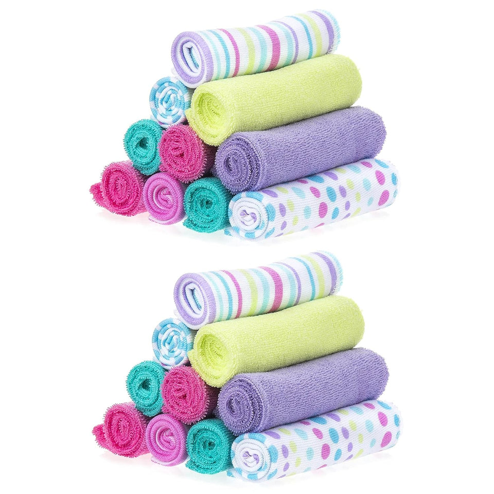 Spasilk newborn washcloths, 10-pack, 80% cotton, 20% polyester, 9x9 inches, various colorful prints