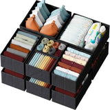 Drawer Organizer Clothes Set of 12 White-Grey - Dresser Organizer For Nursery, Bedroom, Closet - Perfect Baby Clothes Organizer and Storage & General Nursery Organization or Dresser Drawer Organizers