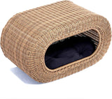 Fun Stackable Cat Condo for Indoor Cats - Interactive Play Faux Rattan Cat House for Indoor Cats Kitty, Pet Friendly Top/Side House Entry, Cat Bed Enclosed
