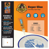 Gorilla Super Glue, Fast‑Setting, Impact‑Tough All‑PLrpose Adhesive with Anti-Clog Cap, 4 -3 g Tubes, (Pack of 1) - Clear