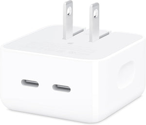 apple 35w dual usb-c compact power adapter fast type-c charge for iphone ipad macbook air airpods