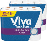 Viva Multi-Surface Cloth Paper Towels, Task Size, 12 Super Rolls (2 Packs of 6), 81 Sheets Per Roll for Kitchen and Bathroom Cleaning